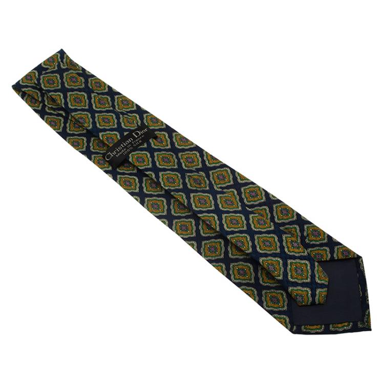 Pre Owned Dior Blue Print Silk Tie