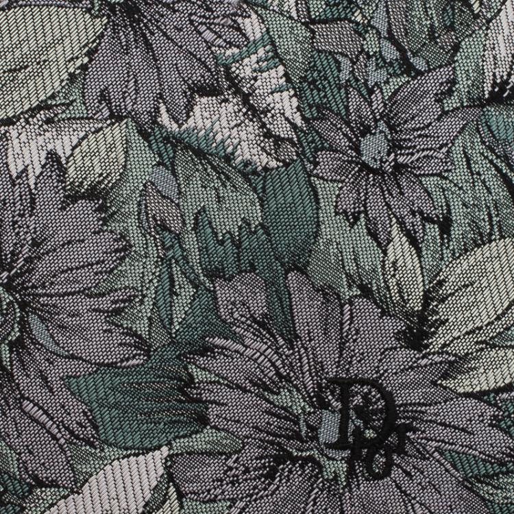 Pre Owned Dior Green Metallic Floral Print Silk Tie
