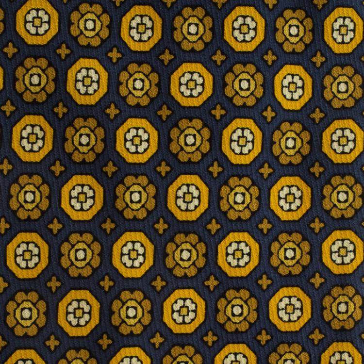 Pre Owned Dior Blue and Yellow Printed Silk Tie