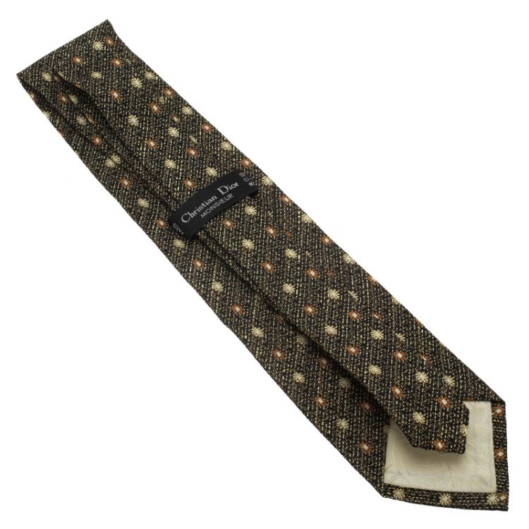 Pre Owned Dior Black Floral Silk Tie