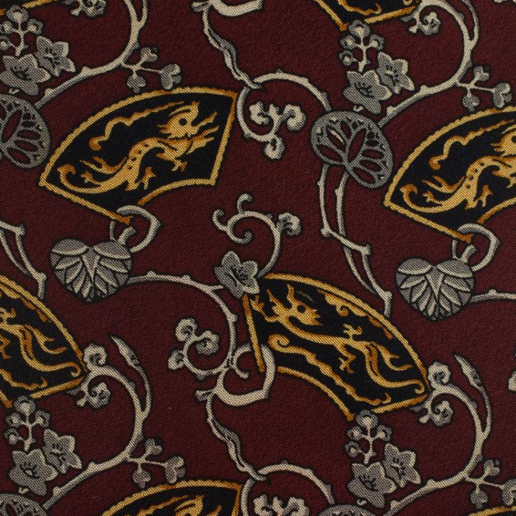 Pre Owned Dior Maroon Printed Silk Tie
