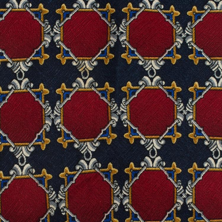 Pre Owned Dior Red and Blue Printed Silk Tie