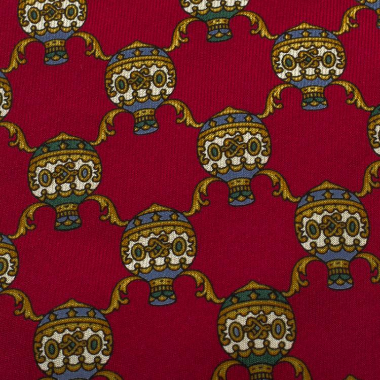 Pre Owned Dior Red Hot Air Balloon Printed Silk Traditional Tie