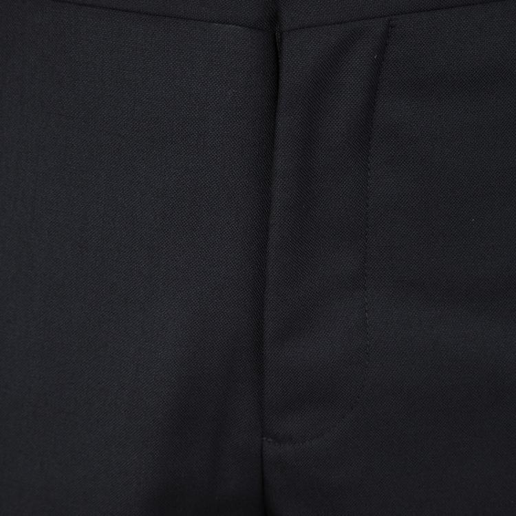 Pre Owned Dior Black Wool Satin Panel Detail Regular Fit Tailored Suit L
