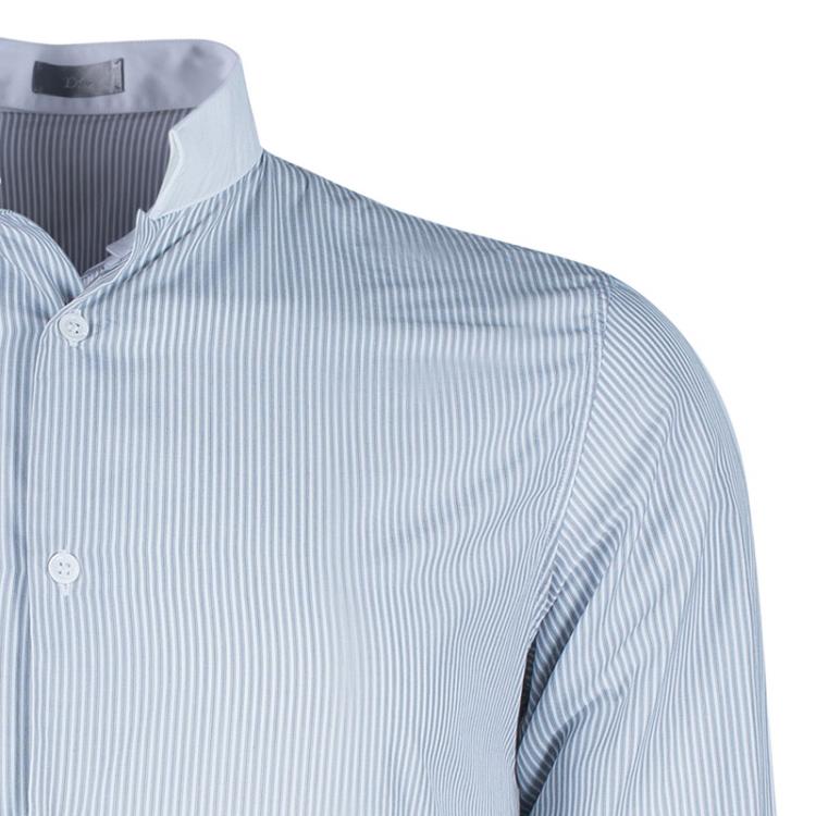 Pre Owned Dior Men's Gray Striped Contrast Collar Shirt S