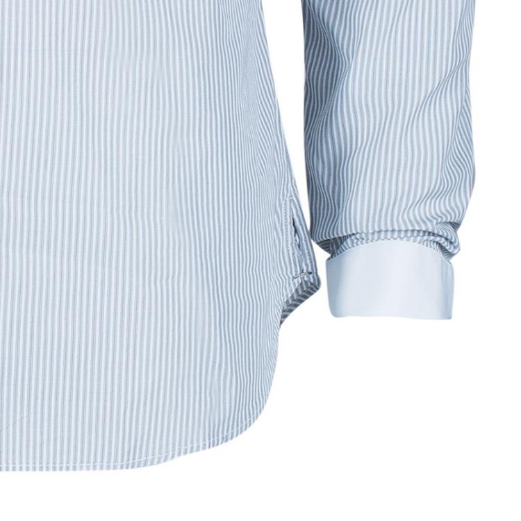 Pre Owned Dior Men's Gray Striped Contrast Collar Shirt S