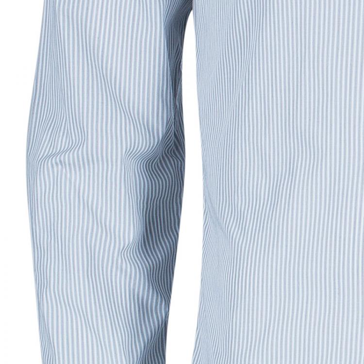 Pre Owned Dior Men's Gray Striped Contrast Collar Shirt S
