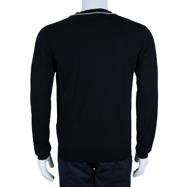 Pre Owned Dior Men's Black Contrast Piping Cardigan M