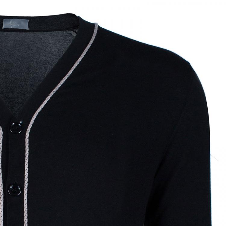 Pre Owned Dior Men's Black Contrast Piping Cardigan M