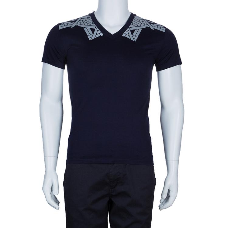 Pre Owned Dior Navy Print T-Shirt S