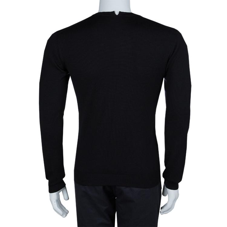 Pre Owned Dior Black V-Neck Wool Sweater S