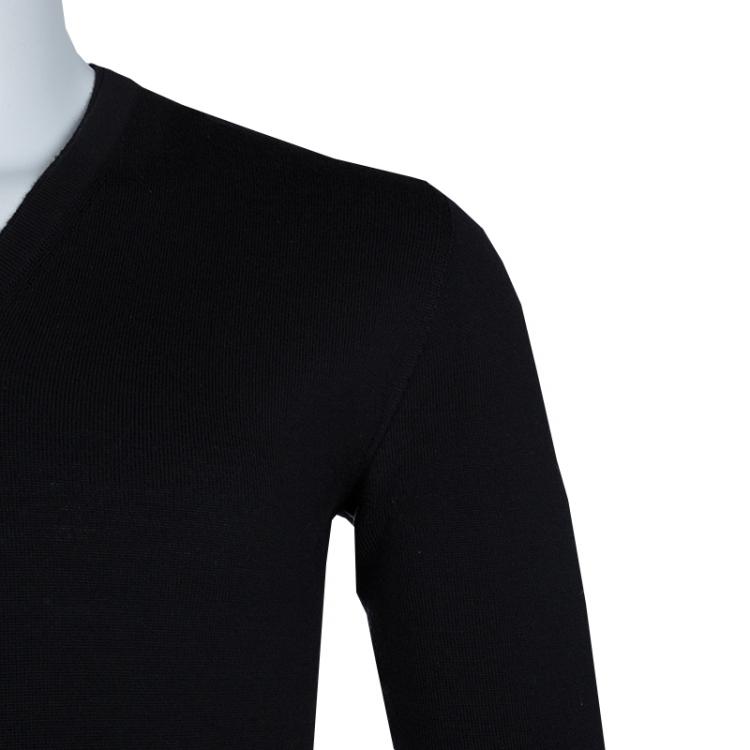 Pre Owned Dior Black V-Neck Wool Sweater S
