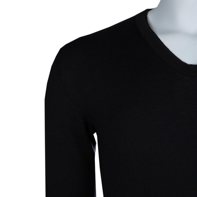 Pre Owned Dior Black V-Neck Wool Sweater S
