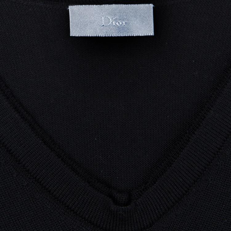 Pre Owned Dior Black V-Neck Wool Sweater S