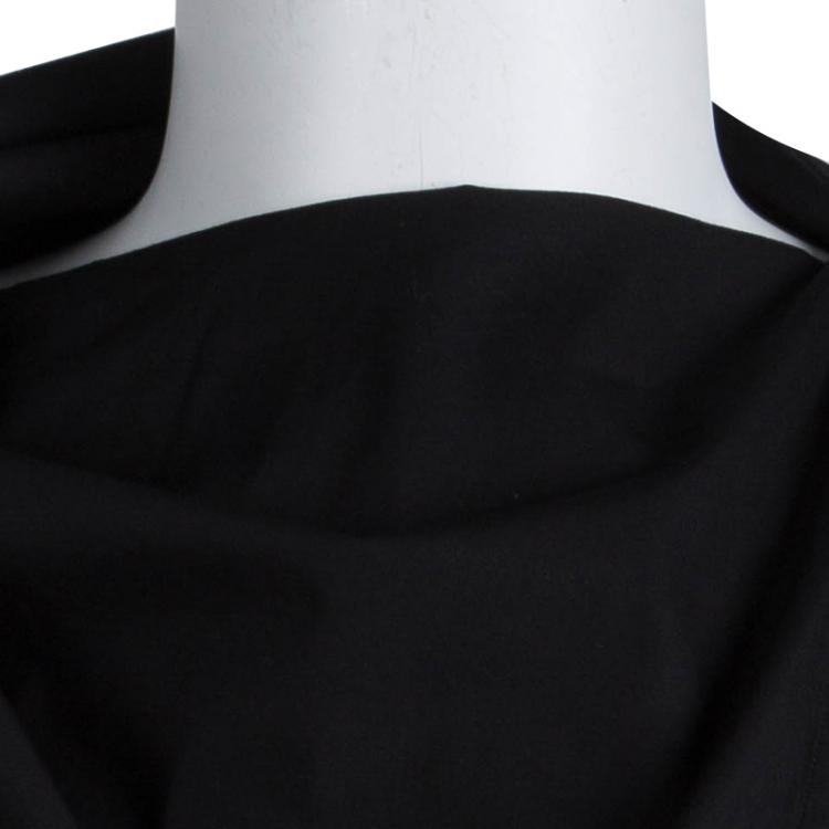 مملوكة مسبقًا Dior Black Cotton Asymmetric Cape Collar Detail Shirt S