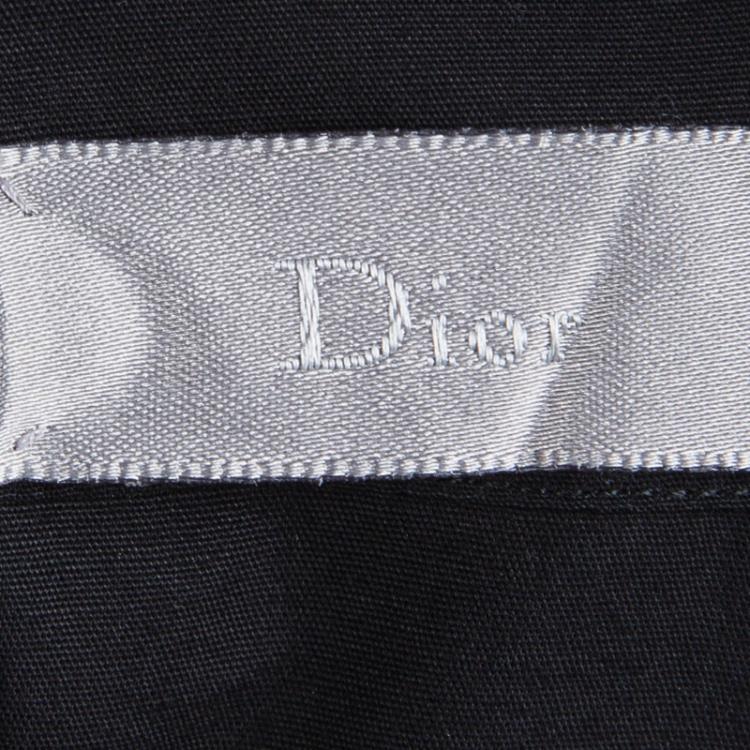 مملوكة مسبقًا Dior Black Cotton Asymmetric Cape Collar Detail Shirt S