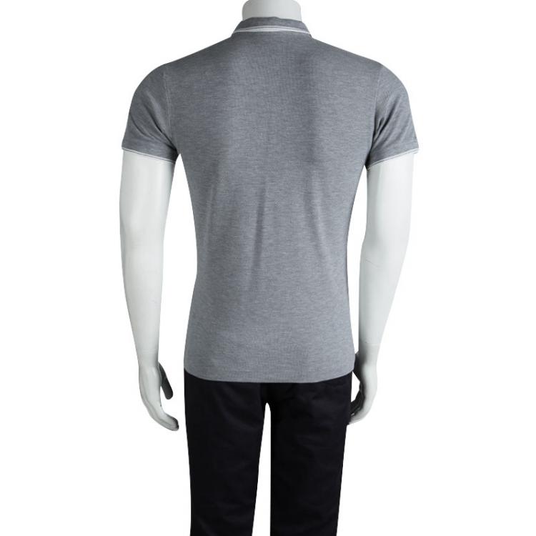 Pre Owned Dior Grey White Bee Embroidery Polo T-Shirt S