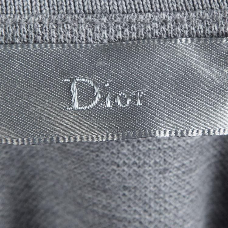 Pre Owned Dior Grey White Bee Embroidery Polo T-Shirt S