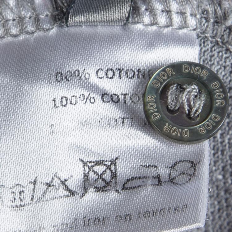 Pre Owned Dior Grey White Bee Embroidery Polo T-Shirt S