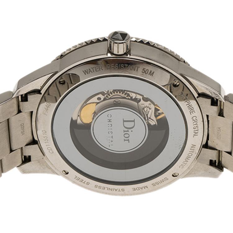 Pre Owned Dior Black Stainless Steel Christal Men's Wristwatch 42MM