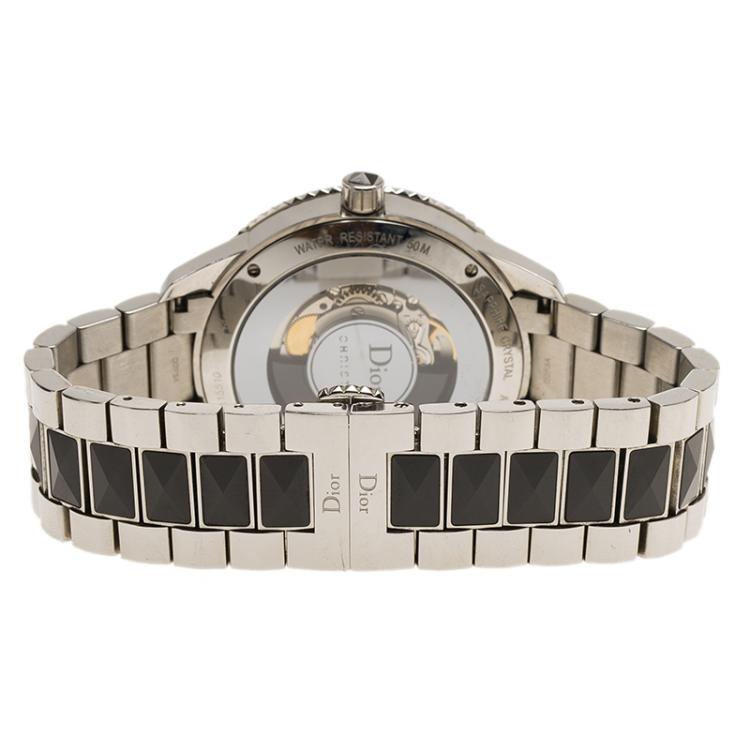 Pre Owned Dior Black Stainless Steel Christal Men's Wristwatch 42MM