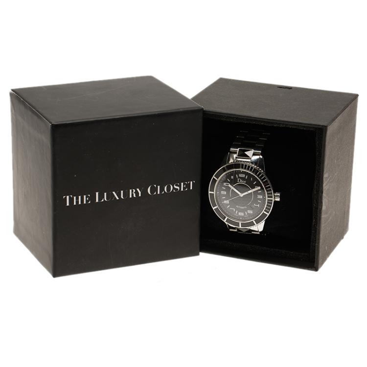 Pre Owned Dior Black Stainless Steel Christal Men's Wristwatch 42MM