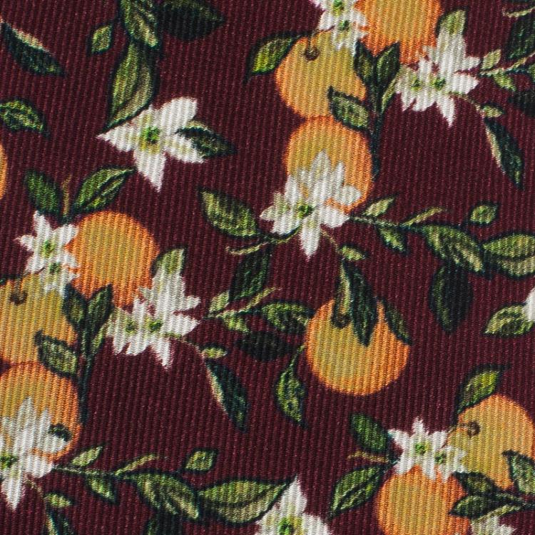 Pre Owned Dolce and Gabbana Burgundy Silk Martini Oranges Tie