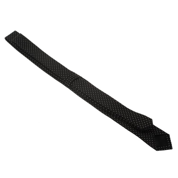 مملوكة مسبقًا Dolce and Gabbana Black Polka Dot Silk Skinny Tie