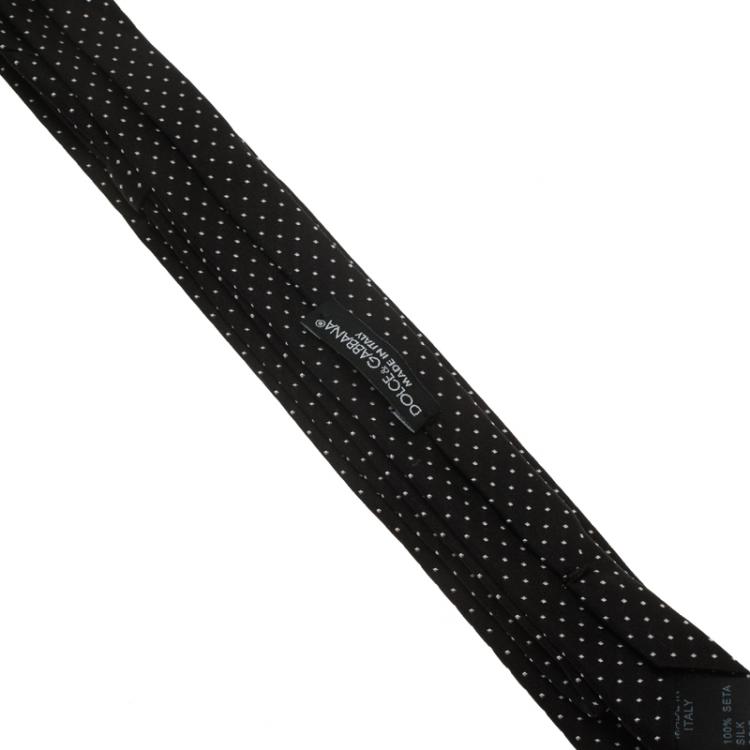 مملوكة مسبقًا Dolce and Gabbana Black Polka Dot Silk Skinny Tie