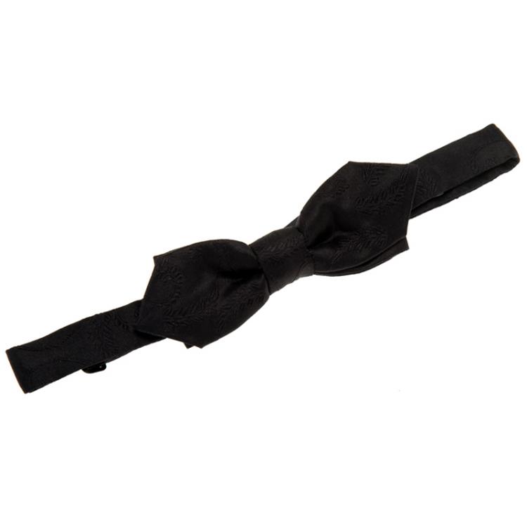 Pre Owned Dolce and Gabbana Black  Jaquard Silk Bow Tie One Size