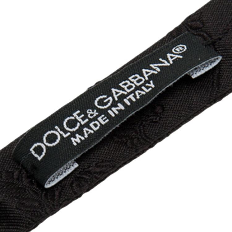 Pre Owned Dolce and Gabbana Black  Jaquard Silk Bow Tie One Size