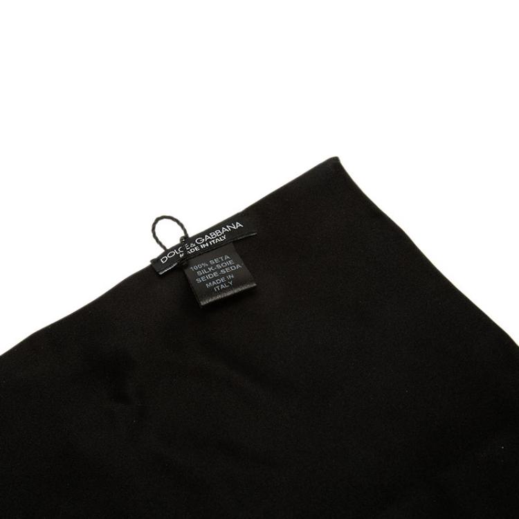 Pre Owned Dolce and Gabbana Thick Black Silk Pocket Square