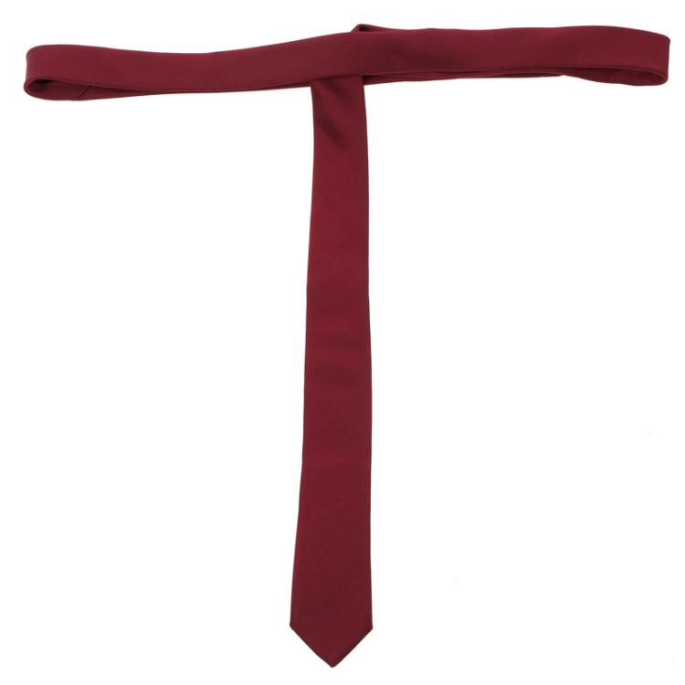 Pre Owned Dolce and Gabbana Red Silk Skinny Tie