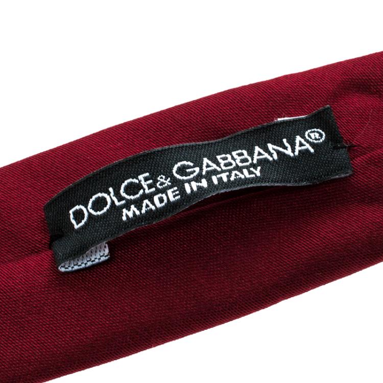 Pre Owned Dolce and Gabbana Red Silk Skinny Tie