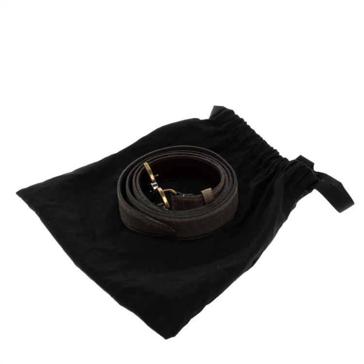 Pre Owned Dolce and Gabbana Grey Leather D&G Buckle Belt 110 CM