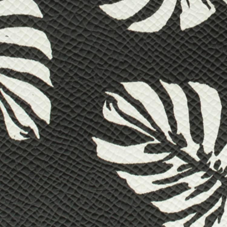 Pre Owned Dolce and Gabbana Black Leaf print Leather Bifold Wallet