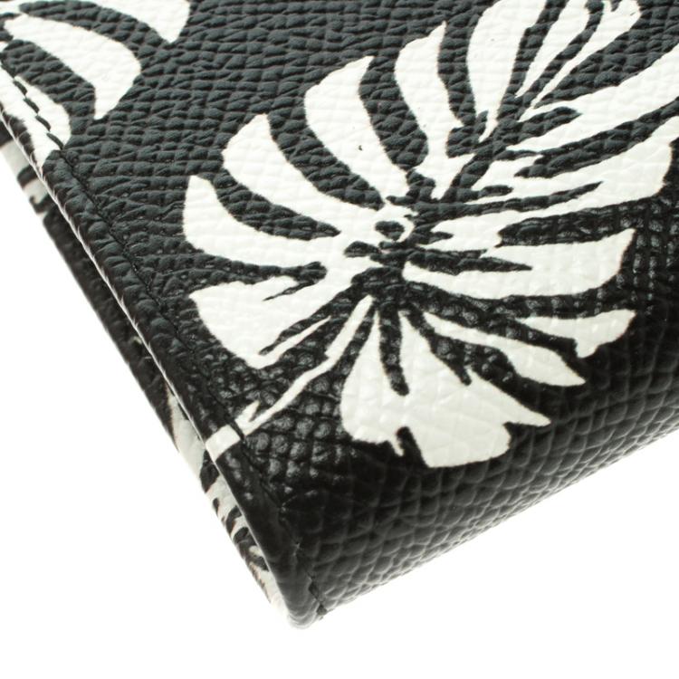 Pre Owned Dolce and Gabbana Black Leaf print Leather Bifold Wallet
