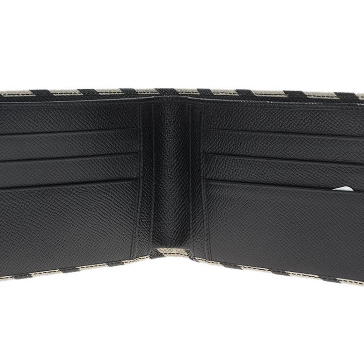 Pre Owned Dolce and Gabbana Two Tone Striped Leather Billfold Wallet