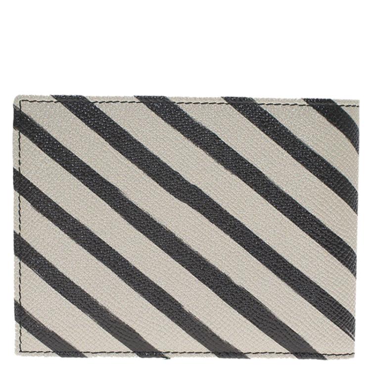 Pre Owned Dolce and Gabbana Two Tone Striped Leather Billfold Wallet
