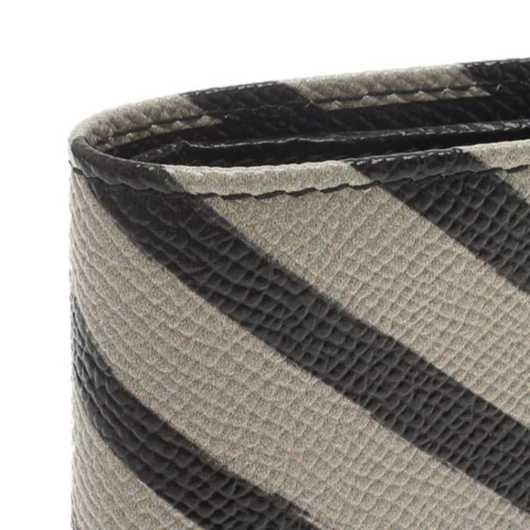 Pre Owned Dolce and Gabbana Two Tone Striped Leather Billfold Wallet