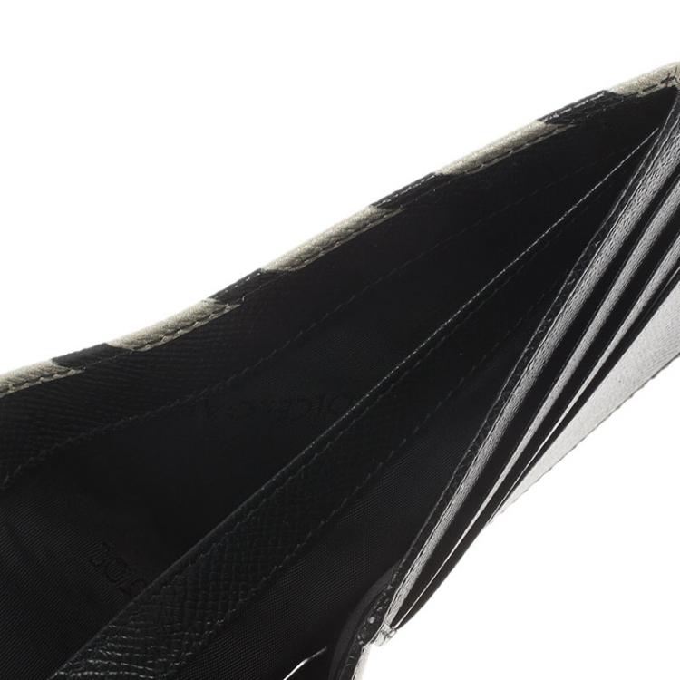Pre Owned Dolce and Gabbana Two Tone Striped Leather Billfold Wallet