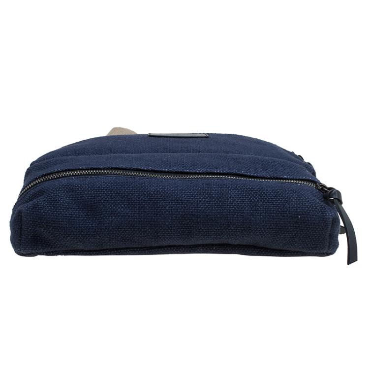 Pre Owned Dolce and Gabbana Navy Blue Canvas Messenger Bag