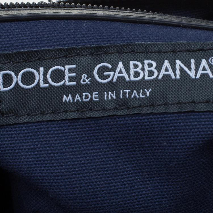 Pre Owned Dolce and Gabbana Navy Blue Canvas Messenger Bag