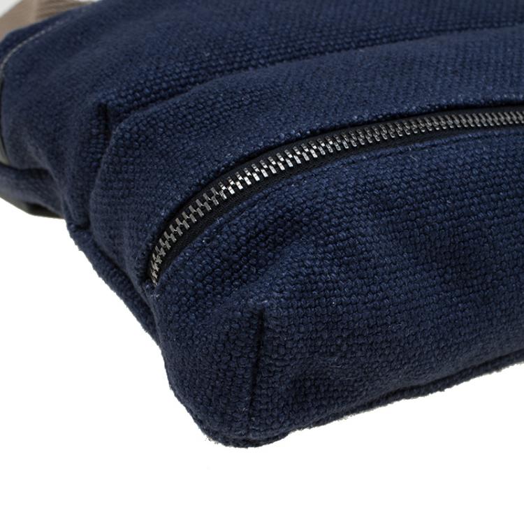 Pre Owned Dolce and Gabbana Navy Blue Canvas Messenger Bag