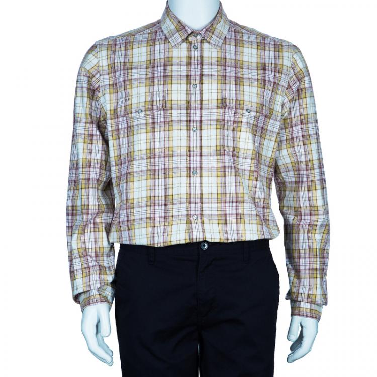 Pre Owned Dolce and Gabbana Men's Multicolor Checked Shirt L