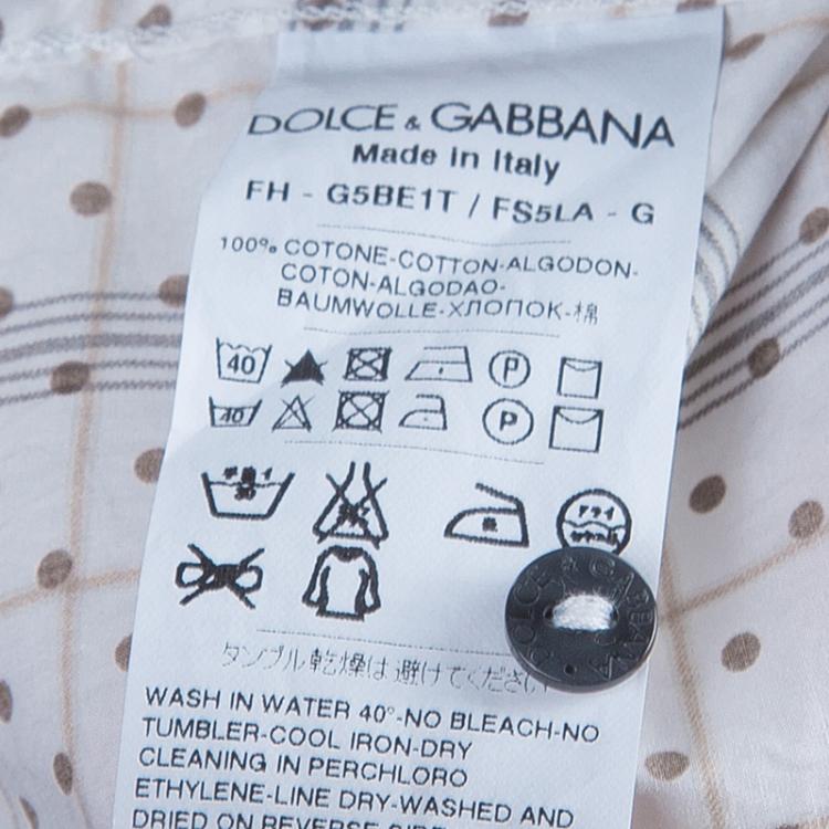 Pre Owned Dolce and Gabbana White Polka Dot Short Sleeve Shirt L