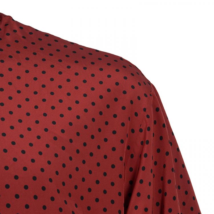 Pre Owned Dolce and Gabbana Red Polka Dot Polo Shirt XL