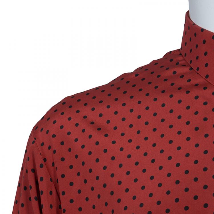 Pre Owned Dolce and Gabbana Red Polka Dot Polo Shirt XL