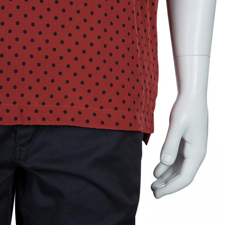 Pre Owned Dolce and Gabbana Red Polka Dot Polo Shirt XL