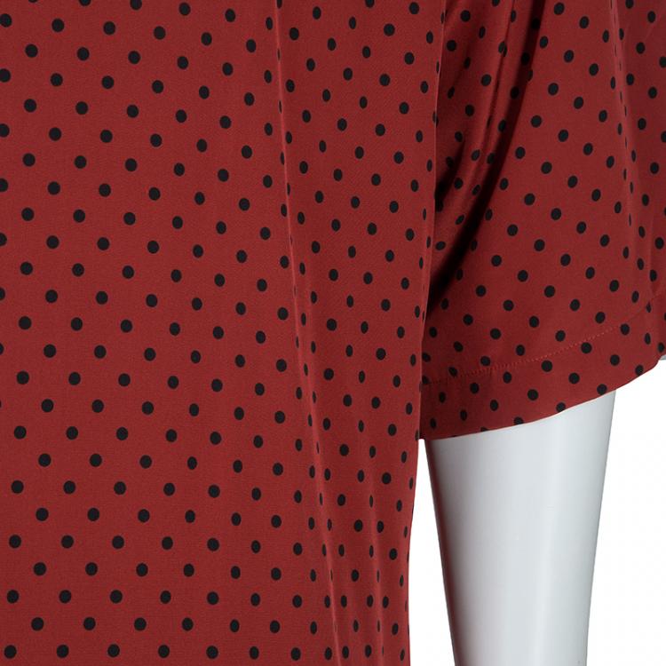 Pre Owned Dolce and Gabbana Red Polka Dot Polo Shirt XL